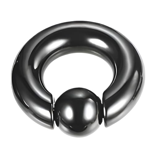 Decentraland 1 Stück Schwarz 0G Edelstahl Nase Septum Ohrringe Nippel Captive Bead Ring Federkugel Ringe Werkzeug Oberfläche Piercing Schmuck für Männer und Frauen 12–16 mm von Decentraland