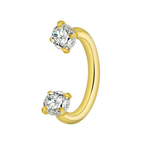 Decentraland 1 Stück Zirkon 1.2 mm(16 G) Gold Hufeisenförmig Septum Nasenpiercing Ring Nasenring Nostril Studs Helix Körper Piercings Knorpel Schmuck Titanstahl Edelstahl für Frauen 10 mm von Decentraland