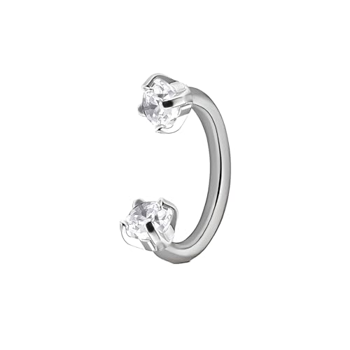 Decentraland 1 Stück Zirkon 1.2 mm(16 G) Silber Hufeisenförmig Septum Nasenpiercing Ring Nasenring Nostril Studs Helix Körper Piercings Knorpel Schmuck Titanstahl Edelstahl für Frauen 8 mm von Decentraland