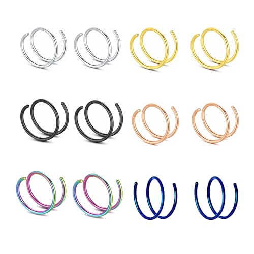 Decentraland 12 Stück 20G Durchmesser 8 mm Doppelring Septum Nasenring Knorpel Hergestellt Aus Hypoallergenem Chirurgischem Stahl Nasen Lippen Tragus Ohrring Piercing Schmuck Für Damen Und Herren von Decentraland