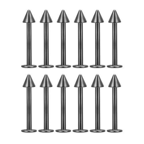 Decentraland 12 Stück Schwarzer Spitzkegel 8 mm Nasenstecker aus chirurgischem Stahl/Titan für Damen-Nasenloch-Piercing-Schmuck/Spike-Nasenstecker/Labret-Stecker 16 g von Decentraland