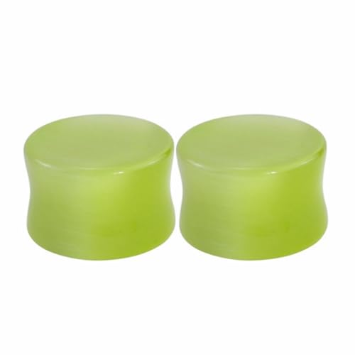 Decentraland 2 Stück 12mm(1/2") natürliche grasgrüne Katzenaugen-Ohrstöpsel aus Bio-Stein doppelt ausgestellte Flesh-Tunnel Körperpiercing Paar-Ohrstecker Schmuck für Frauen und Männer von Decentraland