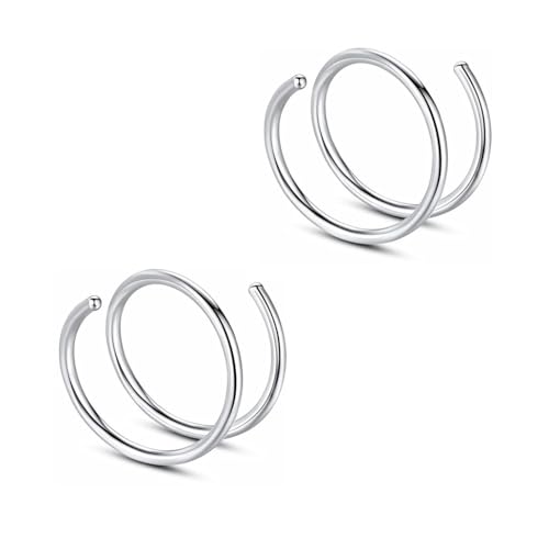 Decentraland 2 Stück 20G Durchmesser 10 mm Silber Doppelring Septum Nasenring Knorpel Aus Hypoallergenem Chirurgenstahl Nasen Lippen Tragus Ohrring Piercing Schmuck Für Damen Und Herren von Decentraland