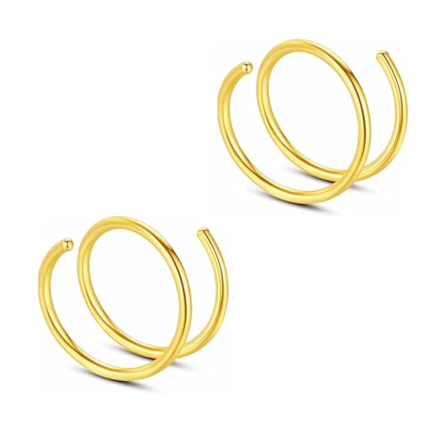 Decentraland 2 Stück 20G Durchmesser 8 mm Gold Double Hoop Septum Nasenring Knorpel Aus Hypoallergenem Chirurgenstahl Nasen Lippen Tragus Ohrring Piercing Schmuck Für Damen Und Herren von Decentraland