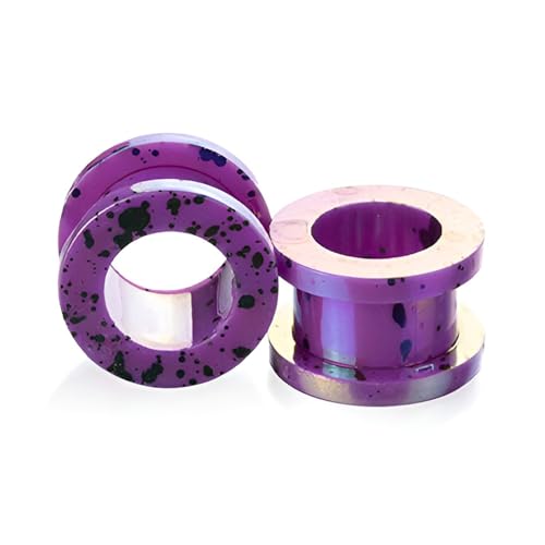 Decentraland 2 Stück 5mm(4G) Lila Flexible Ohrmessgeräte Fleischohrringe Mehrfarbig Gewellter Punkt Äußerer Zahn Hohle Riemenscheibe Ohrmuscheltunnel Expander Ohrpiercing-Schmuck Für Damen Und Herren von Decentraland