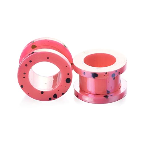 Decentraland 2 Stück 5mm(4G) Rosa Flexible Ohrmessgeräte Fleischohrringe Mehrfarbig Gewellter Punkt Äußerer Zahn Hohle Riemenscheibe Ohrmuscheltunnel Expander Ohrpiercing-Schmuck Für Damen Und Herren von Decentraland