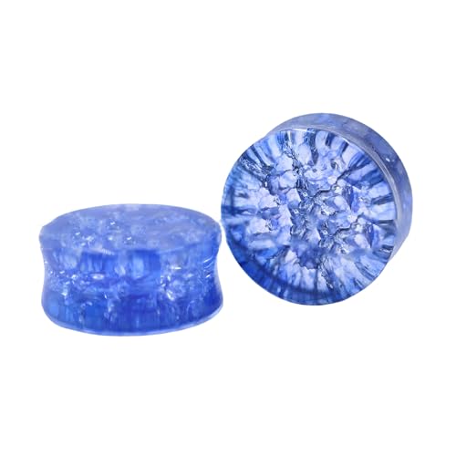 Decentraland 2 Stück 8mm(0G) Glasexplosion blaue Ohrerweiterung doppelt ausgestellt massiver Stein Dicke 10 mm Ohrspitzenverlängerung Messgerät Piercing-Schmuck für Männer und Frauen von Decentraland