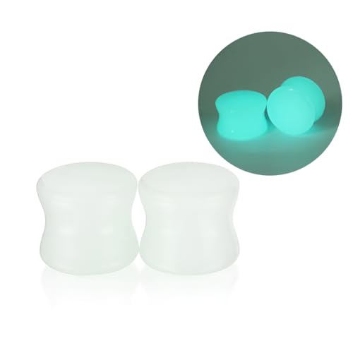 2 Stück 8mm(0G) Leuchtender Stein doppelte Trompete massiver Stein Ohrerweiterung Ohrspitzenverlängerung Messgerät Piercing-Schmuck für Männer und Frauen von Decentraland