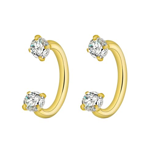 Decentraland 2 Stück Zirkon 1.2 mm(16 G) Gold Hufeisenförmig Septum Nasenpiercing Ring Nasenring Nostril Studs Helix Körper Piercings Knorpel Schmuck Titanstahl Edelstahl für Frauen 10 mm von Decentraland