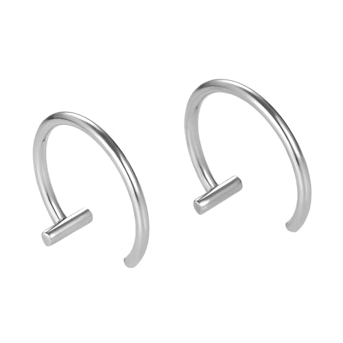 Decentraland 2Stück Silber 1.0 mm(18G) Titanstahl Chirurgenstahl Edelstahl Septum C-förmiger Lippenring Lippennagel Ohrring Knorpel Nasenringe Ohrstecker Schraube Nasenpiercing Schmuck für Frauen 8mm von Decentraland