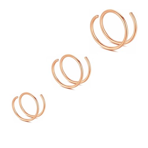Decentraland 3 Stück 20G Roségold Double Hoop Septum Nasenring Knorpel Aus Hypoallergenem Chirurgenstahl Nasen Lippen Tragus Ohrring Piercing Schmuck Für Damen Und Herren von Decentraland