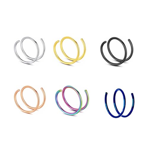 Decentraland 6 Stück 20G Durchmesser 8 mm Doppelring Septum Nasenring Knorpel Hergestellt Aus Hypoallergenem Chirurgischem Stahl Nasen Lippen Tragus Ohrring Piercing Schmuck Für Damen Und Herren von Decentraland