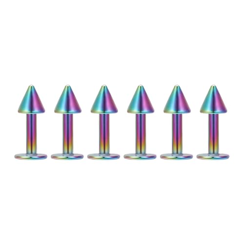 Decentraland 6 Stück Farbiger Spitzer Kegel 6 mm Nasenstecker aus chirurgischem Stahl/Titan für Damen-Nasenloch-Piercing-Schmuck/Spike-Nasenstecker/Labret-Stecker 16 g von Decentraland