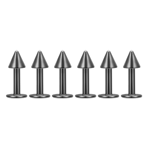 Decentraland 6 Stück Schwarzer Spitzkegel 8 mm Nasenstecker aus chirurgischem Stahl/Titan für Damen-Nasenloch-Piercing-Schmuck/Spike-Nasenstecker/Labret-Stecker 16 g von Decentraland