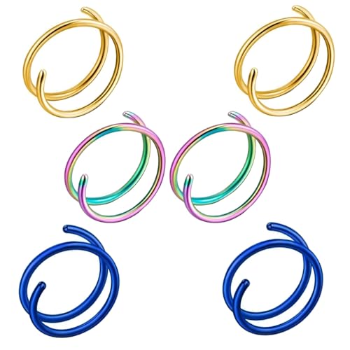 Decentraland Edelstahl-Spiral-Nasenring,doppelter Hoop-Nasenring,einzelnes durchbohrtes Nasenpiercing für Frauen,hypoallergen von Decentraland