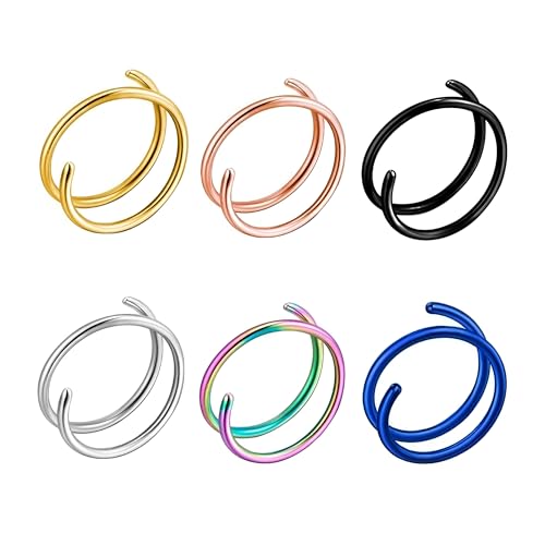 Decentraland Edelstahl-Spiral-Nasenring,doppelter Hoop-Nasenring,einzelnes durchbohrtes Nasenpiercing für Frauen,hypoallergen von Decentraland