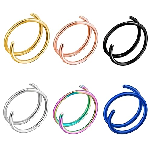 Decentraland Edelstahl-Spiral-Nasenring,doppelter Hoop-Nasenring,einzelnes durchbohrtes Nasenpiercing für Frauen,hypoallergen von Decentraland