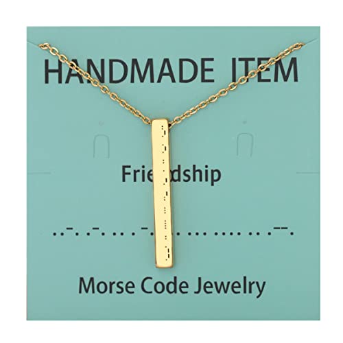 Decentraland Gold Freundschaft Edelstahl Morse Code graviert personalisierte Bar Halskette Geschenk für Frauen Memorial zierliche Liebe Tuner Freundschaft Long Distance Touch Weihnachtsschmuck von Decentraland