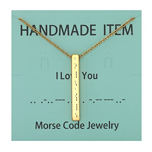 Decentraland Gold Ich Liebe Dich Edelstahl Morse Code graviert personalisierte Bar Halskette Geschenk für Frauen Memorial zierliche Liebe Tuner Freundschaft Long Distance Touch Weihnachtsschmuck von Decentraland