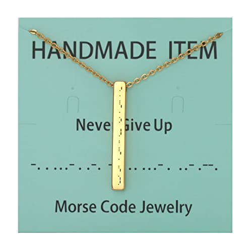 Decentraland Gold Nie Aufgeben Edelstahl Morse Code graviert personalisierte Bar Halskette Geschenk für Frauen Memorial zierliche Liebe Tuner Freundschaft Long Distance Touch Weihnachtsschmuck von Decentraland