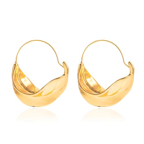 Fulani Ohrringe gehämmert Gold Chunky Twisted afrikanische Emaille Große Hoop Ohrringe für Frauen Mädchen von Decentraland