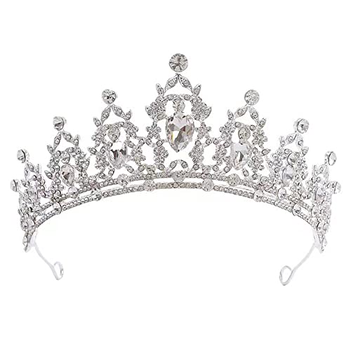 Kristall-Strass-Hochzeits-Tiara für Braut, Hochzeit, Prinzessin, Königin, Krönung, Geburtstagsfeier, silberne Krone, Mädchen und Frauen, Karneval, Party, Urlaub, Feier für Erwachsene von Decentraland