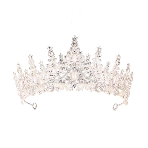 Kristall-Strass-Hochzeits-Tiara für Braut, Hochzeit, Prinzessin, Königin, Krönung, Geburtstagsfeier, silberne Krone, Mädchen und Frauen, Karneval, Party, Urlaub, Feier für Erwachsene von Decentraland