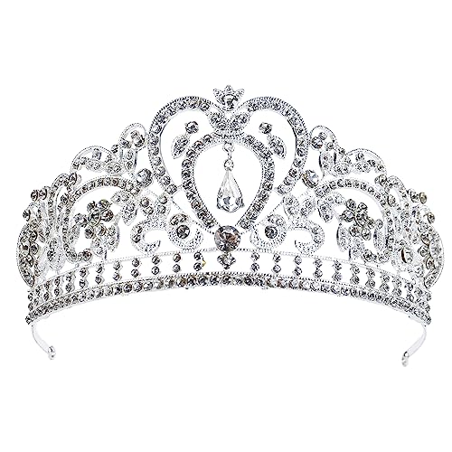 Kristall-Strass-Hochzeits-Tiara für Braut, Hochzeit, Prinzessin, Königin, Krönung, Geburtstagsfeier, silberne Krone, Mädchen und Frauen, Karneval, Party, Urlaub, Feier für Erwachsene von Decentraland