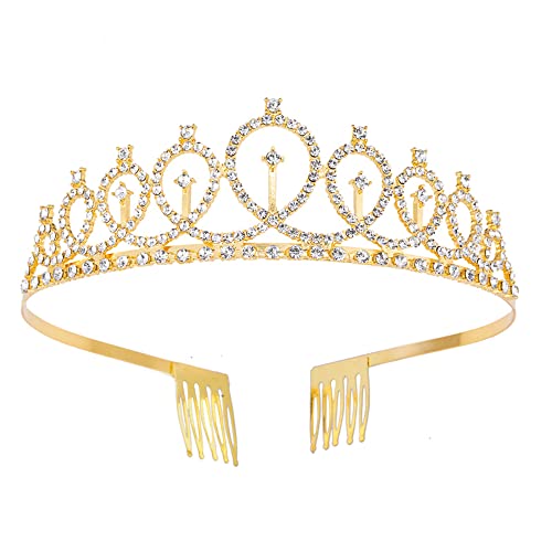 Kristall-Strass-Hochzeits-Tiara mit Kamm für Braut, Hochzeit, Prinzessin, Königin, Krönung, Geburtstagsfeier, silberne Krone, Mädchen und Frauen, Karneval, Party, Urlaub, Feier für Erwachsene von Decentraland