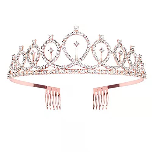 Kristall-Strass-Hochzeits-Tiara mit Kamm für Braut, Hochzeit, Prinzessin, Königin, Krönung, Geburtstagsfeier, silberne Krone, Mädchen und Frauen, Karneval, Party, Urlaub, Feier für Erwachsene von Decentraland