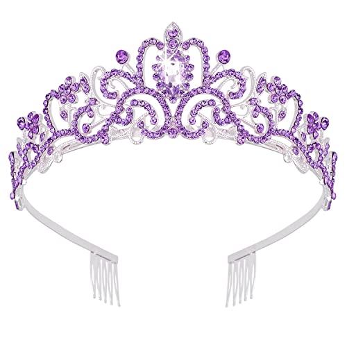 Kristall-Strass-Hochzeits-Tiara mit Kamm für Braut, Hochzeit, Prinzessin, Königin, Krönung, Geburtstagsfeier, silberne Krone, Mädchen und Frauen, Karneval, Party, Urlaub, Feier für Erwachsene von Decentraland