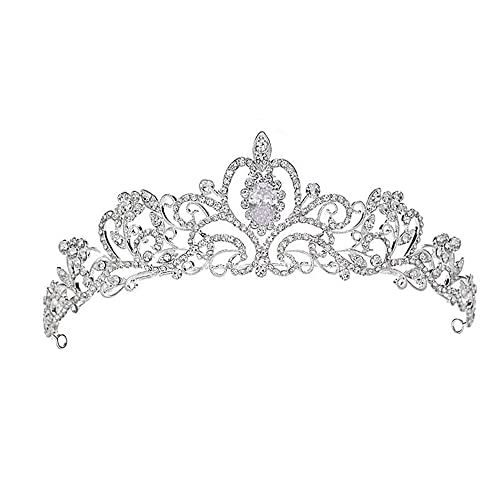 Kristall-Strass-Hochzeits-Tiara mit Kamm für Braut, Hochzeit, Prinzessin, Königin, Krönung, Geburtstagsfeier, silberne Krone, Mädchen und Frauen, Karneval, Party, Urlaub, Feier für Erwachsene von Decentraland