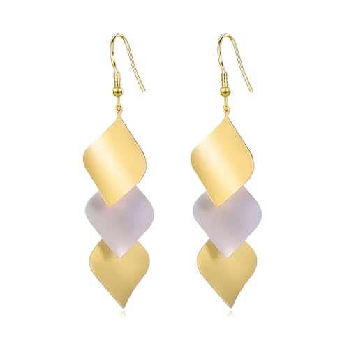 Personalisierte Tricolor Ohrringe für Frauen mit Blatt geformte und modische Temperament Ohrringe von Decentraland