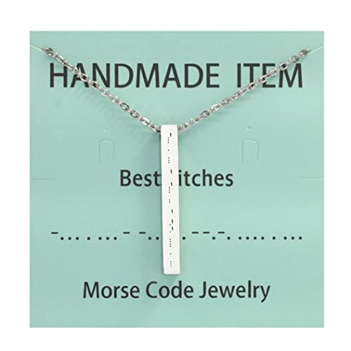 Silber Die Besten Schlampen Edelstahl Morse Code graviert personalisierte Bar Halskette Geschenk für Frauen Memorial zierliche Liebe Tuner Freundschaft Long Distance Touch Weihnachtsschmuck von Decentraland