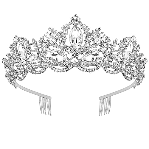 Tiara, Kristallkrone, Braut-Hochzeitskronen, Strass-Haarteil, Königin-Tiaras, Haarschmuck für Frauen und Mädchen, Prinzessin-Tiara für Geburtstag, Abschlussball, Brautparty von Decentraland