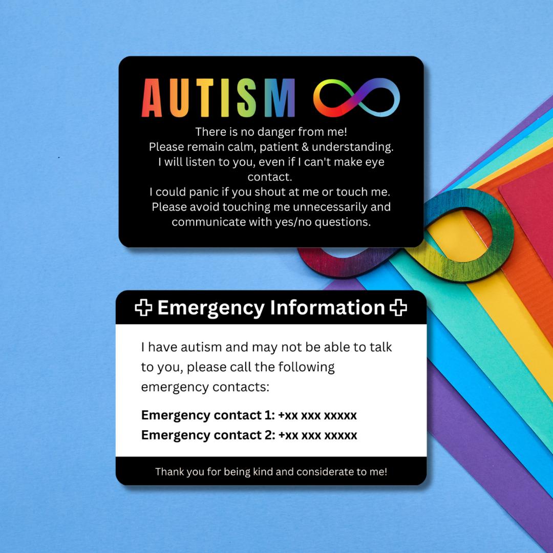 Autism Emergency Card/Id - Personalizable Plastic in Credit Format Information & Contacts For Emergencies von DeckOfCardsDE