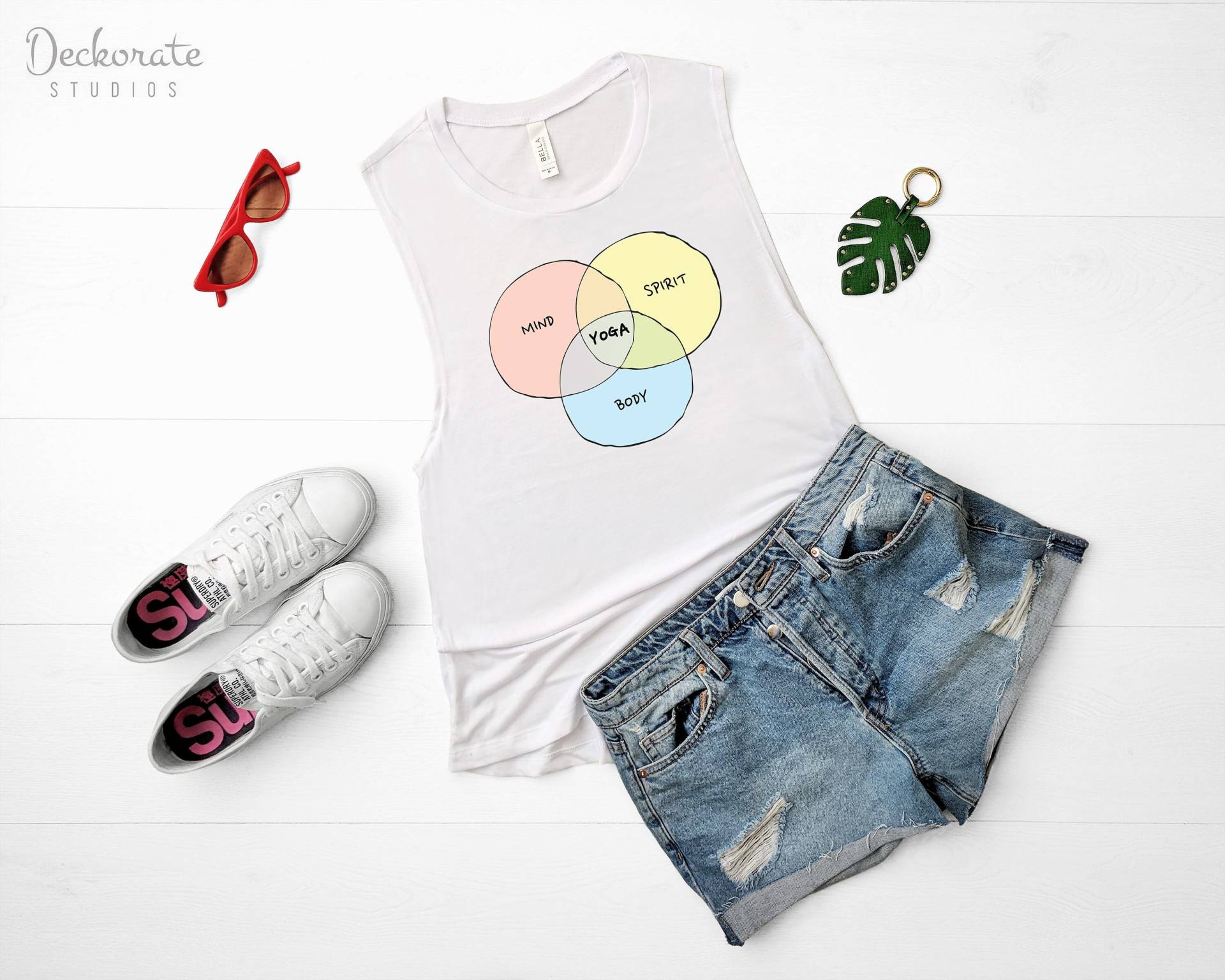 Hot Yoga Muskel Tank Top, Mind Body Spirit, Flow Kleidung, Venn Diagramm, Meditation Shirt, Geschenk Für Sie Gym Fitness Kundalini Low Cut Arm von DeckorateStudios