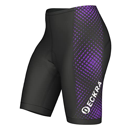 Frauen Radfahren Shorts 3D Gel Gepolsterte Sommer Fahrrad Reiten Rennrad Damen Shorts (as3, Alpha, m, Regular, Regular, Schwarz-Lila) von Deckra