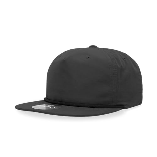 DECKY Unisex-Erwachsene 5 Panel High Profile Relaxed Cotton Blend Rope Hat, Black Verschluss, Schwarz, Einheitsgröße von Decky