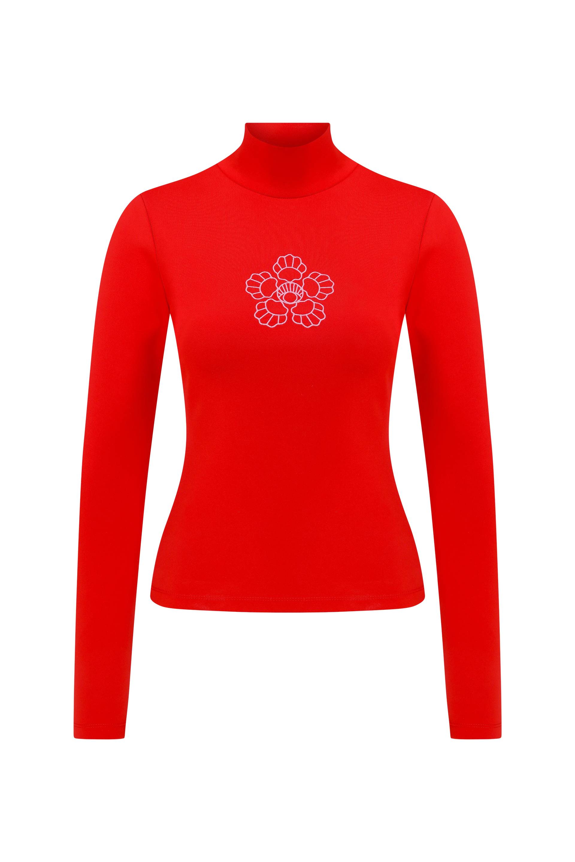 Red Blooming Crest Turtleneck - Red - M - Declara - Turtlenecks von Declara