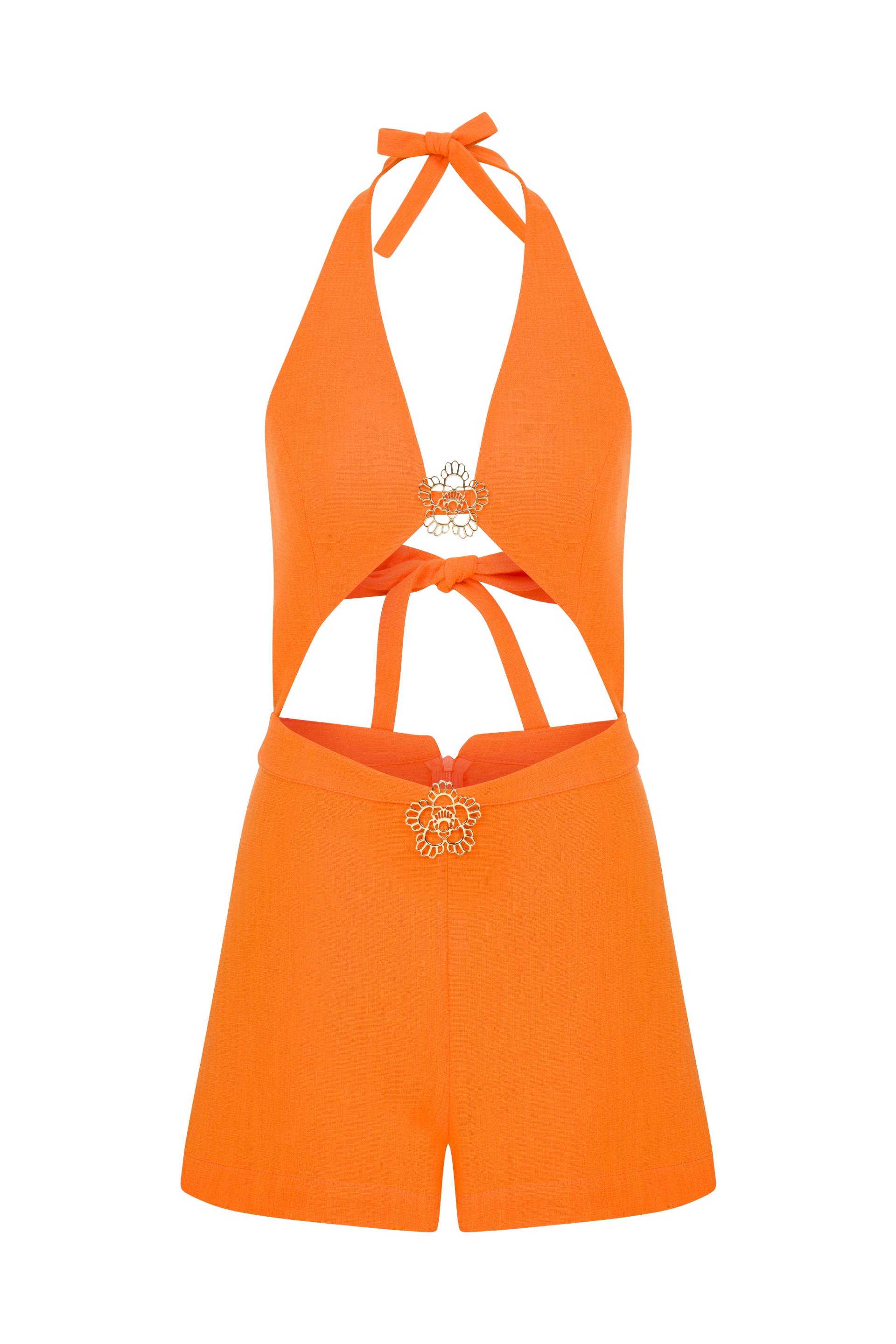 Tulip Iconic Jumpsuit - Orange - S - Declara - Short jumpsuits von Declara