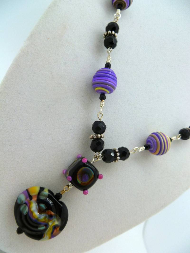 Polymer Clay Perlenkette Set. Lampwork Anhänger Halskette Decobeading Polymer Clay Perlenkette Set. Lampwork Anhänger Halskette Decobeading von DecoBeading