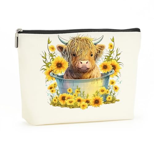 Decohim Kosmetiktasche mit Westernkuh, Geschenk für Kuh-Liebhaber, Western-Geschenke, Cowgirl-Kosmetiktasche für Damen, Weihnachten, Geburtstagsgeschenk, LandCow10, 9.8 x 7 inch von Decohim