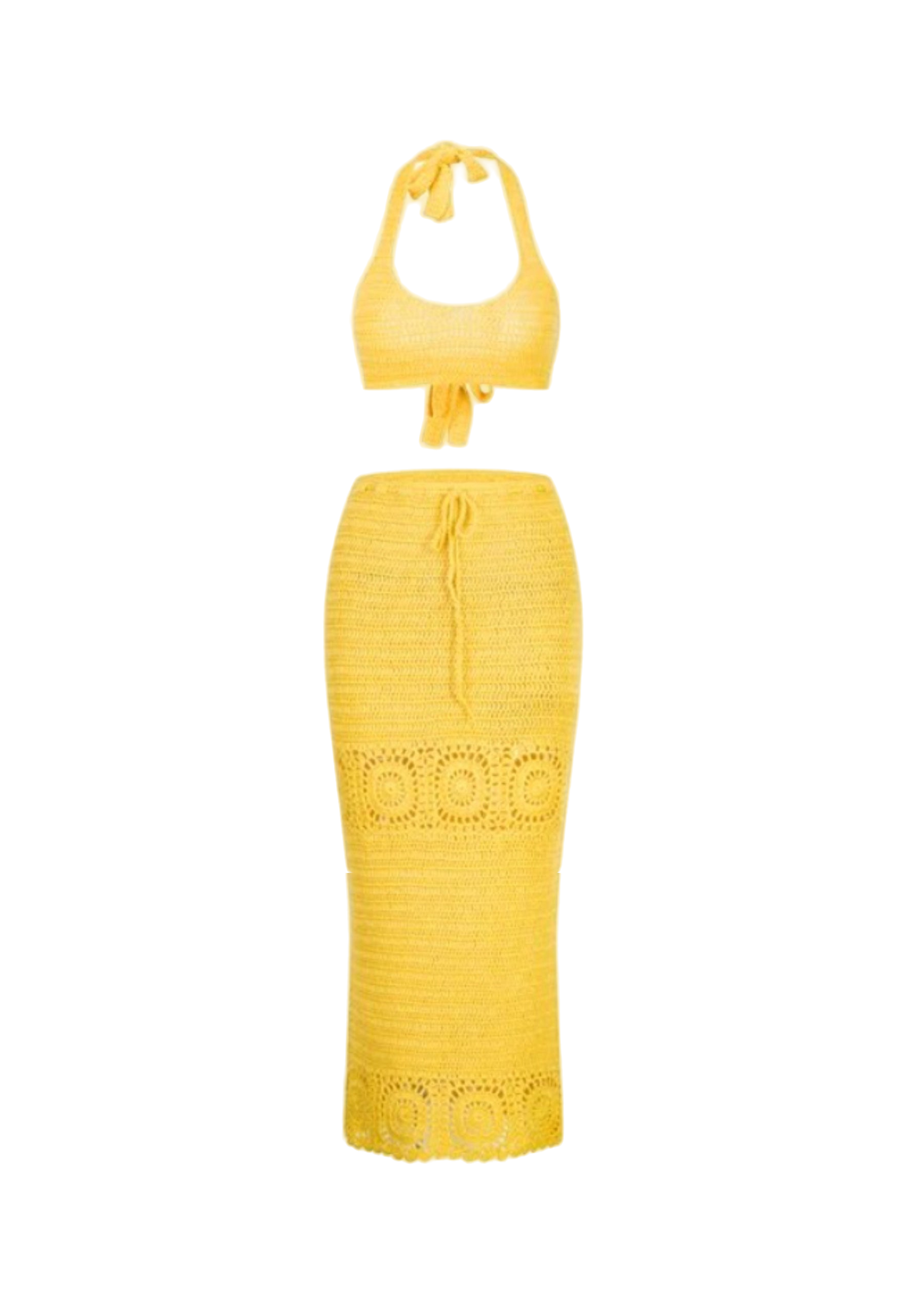 Chloe Crochet Two Piece Set - Yellow - XS/S - Decolet The Label - Skirt sets von Decolet The Label