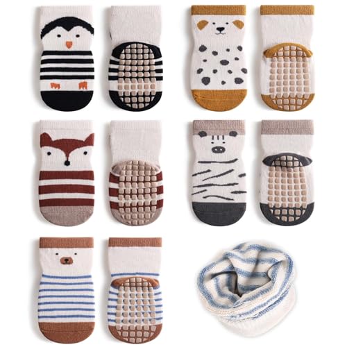 4 Paar Anti-Rutsch Socken für Babys,Rutschfeste Socken für Baby,kurz Kinder Anti Rutsch SockenKinder,Rutschfeste Babysocken Junge Mädchen (M:(1-3 Jahre), DE/NL/SE/PL, Alter, 0 Monate, 12 Monate) von DecorDwell