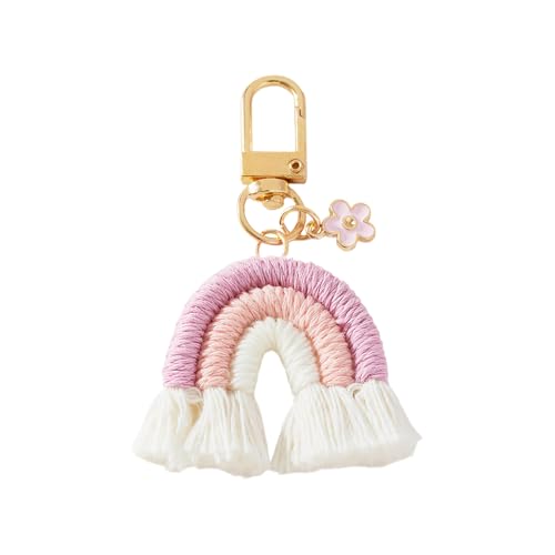 Boho Rainbow Quaste Schlüsselanhänger, Regenbogen Boho Eigenhändig Keychain, Schlüsselhalter Schlüsselring, Regenbogen Quasten, für Frauen Mädchen Auto Schlüssel Handtasche Geldbörse Geldbörse von DecorDwell