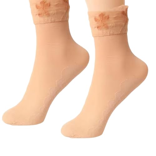 DecorDwell 15 Paar Nylon Socken Damen, Modisch Nylonsocken, Transparente Feinsöckchen, Seidig Glänzend von DecorDwell