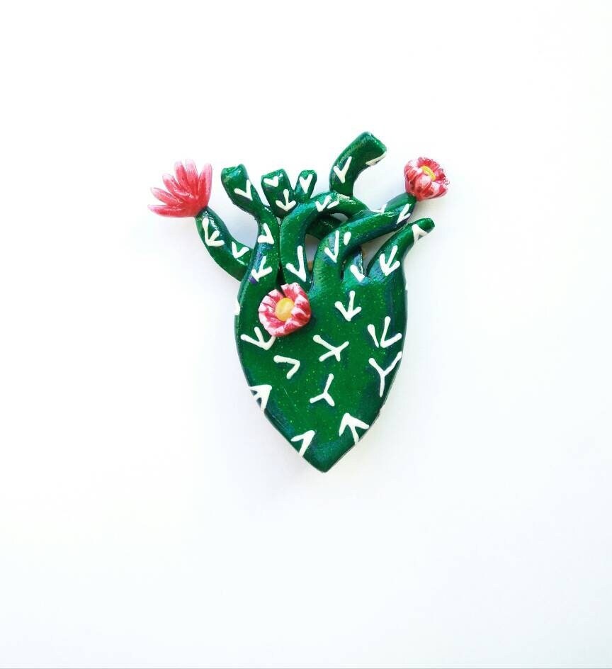 Kaktus-Fimo-Brosche - Kaktus-Polymer-Ton-Schmuck Kakteen-Blumen-Pin Kaktus-Blütekunst Kaktus-Pin Sommerschmuck von DecorElegancy