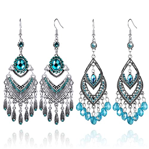2 Paar Vintage Böhmische Tropfen Baumeln Ohrringe Statement Ohrringe Modeschmuck Ohrring Bleu Creolen Quaste Ohrringe Boho Retro Strass Ohrring Set für Damen und Mädchen Geburtstag Abendessen Party 2 Paar Vintage Böhmische Tropfen Baumeln Ohrringe Statement Ohrringe Modeschmuck Ohrring Bleu Creolen Quaste Ohrringe Boho Retro Strass Ohrring Set für Damen und Mädchen Geburtstag Abendessen Party von DecorMommt