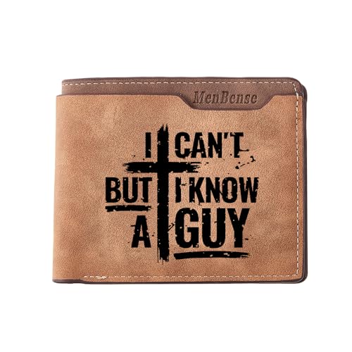 DecorMyWay Herren PU Geldbörse Mehrere Kartenfächer, Ausweisfenster mit Lasergravurmuster, I Can't But I Know a Guy, 11.5cmx9.5cm, Klassisch von DecorMyWay